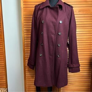 Banana Republic Double-Breasted Burgundy Pea  Coat